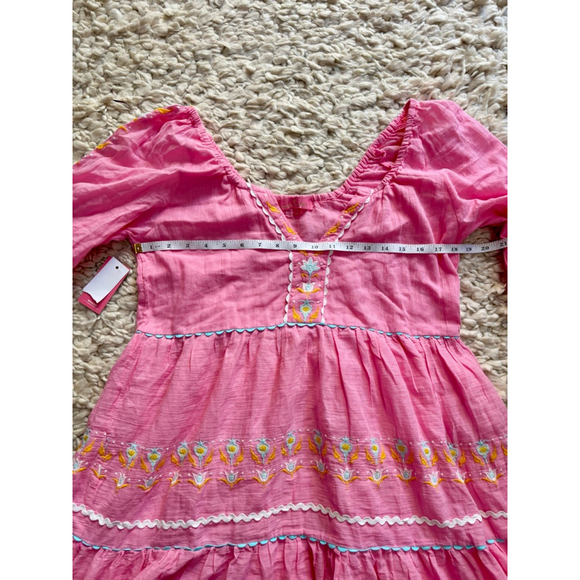Women's Simply Southern Maxi Dress Size S Pink Embroidered Cotton - Picture 5 of 12